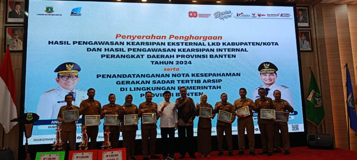 Dinas Perpustakaan dan Kearsipan Banten Raih Penghargaan Tertib Arsip Terbaik Perangkat Daerah Provinsi Banten Tahun 2024